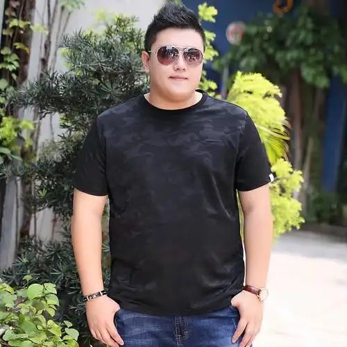 新款夏天男士肥佬短袖t恤加肥加大码宽松潮胖子男装圆领衣服胖人