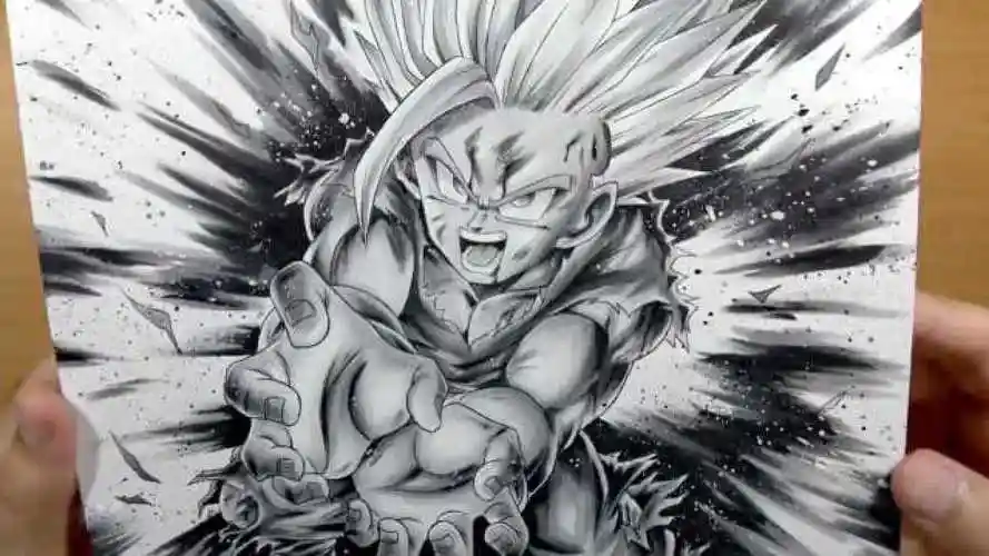 《七龙珠》手绘挑战:画出一个黑白色的孙悟饭!