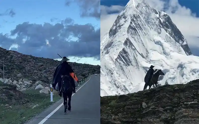 女子在甘孜自驾游偶遇"大侠",一人一马仗剑走天涯:小说中的人