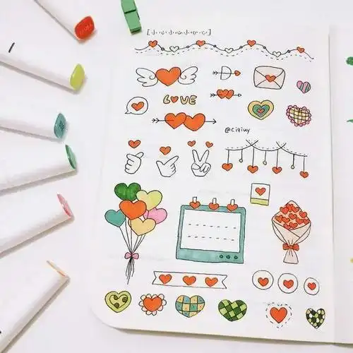 手绘手帐素材,各种小图案,编框,花边,让你的手帐更加漂亮