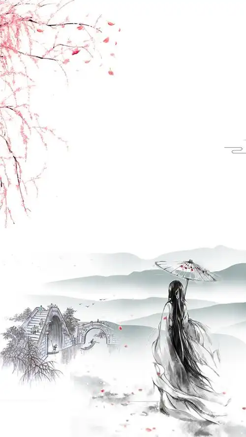水墨诗意休闲旅游广告设计背景图