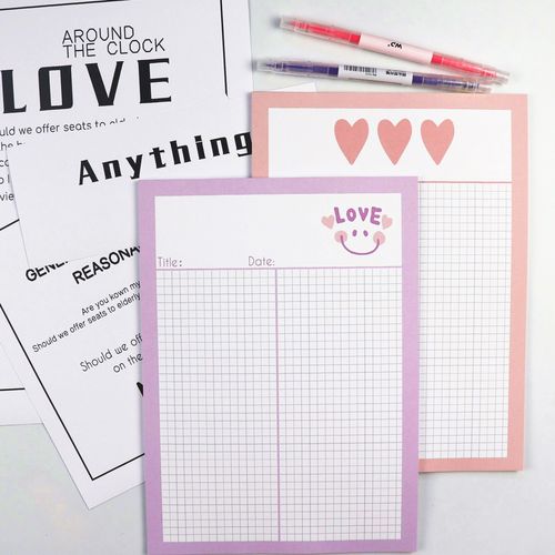 爱心少女信纸情侣手账学习心学ins便签笔记信纸