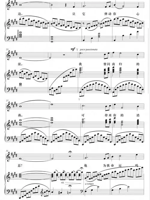 96声乐谱——《怀念曲》e调正谱五线谱