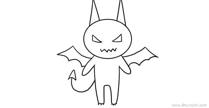 卡通蝙蝠儿童画绘画步骤教程