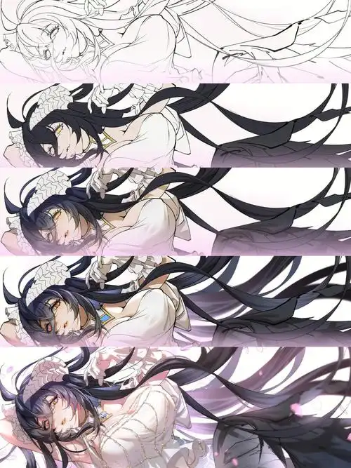 老师作品雅儿贝德同人插画の绘画过程