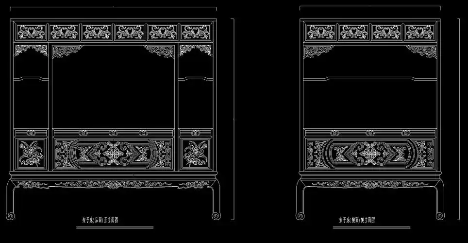 红木大床-cad家具设计图纸(135套)-中式古典红木家具-cad设计图纸