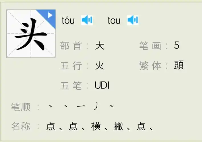 头字笔画笔顺