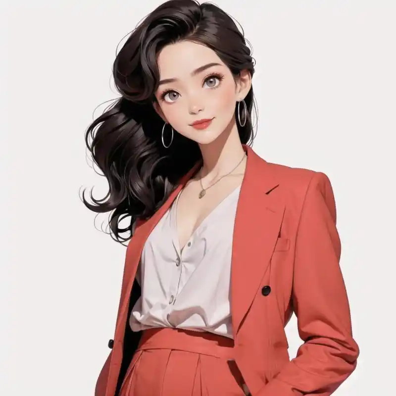 7815特别的玫红色西装职业女生头像 #好看的女生头像# #头像