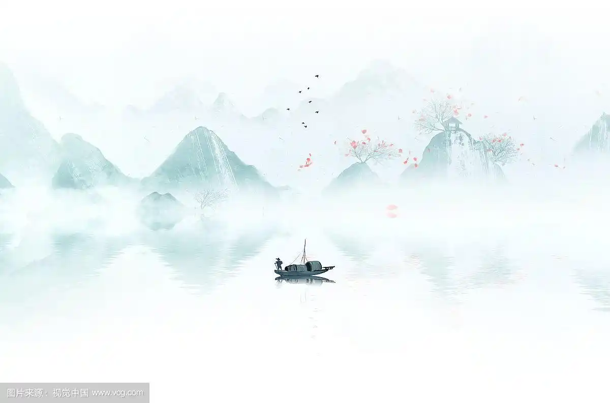 淡雅意境山水画