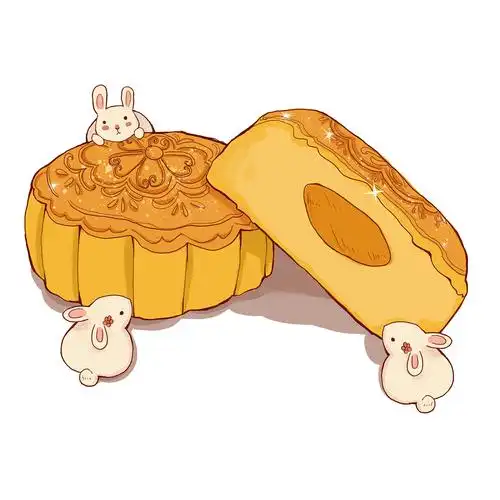 卡通中秋节月饼兔子元素gif动态图中秋元素[gif]