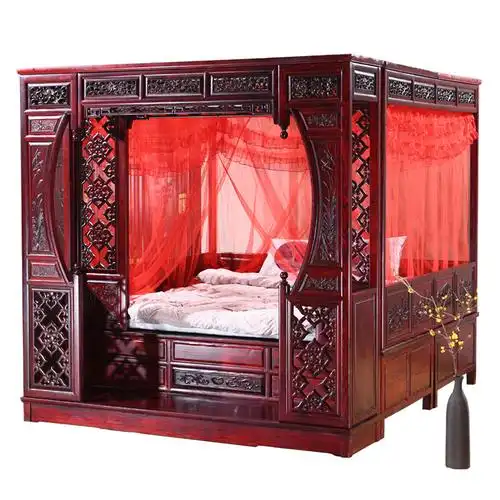 榆木拔步床明清仿古架子床千工八步床中式古典洞床 踏步床 1800mm*