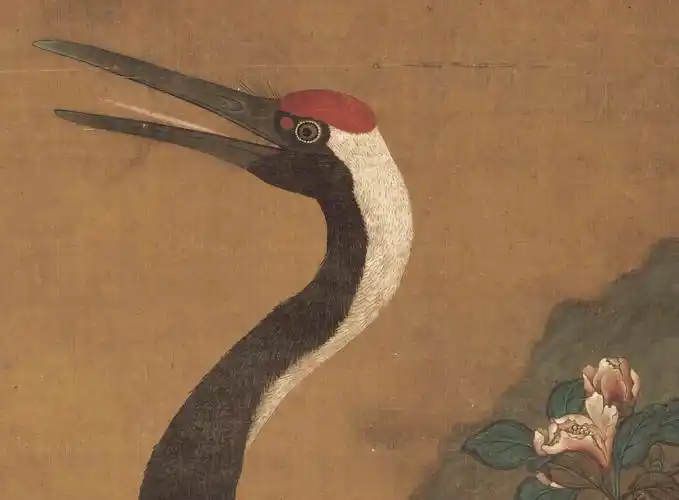 饰画松鹤延年图绢本真迹高清数字微喷临摹装1明代名画童垲