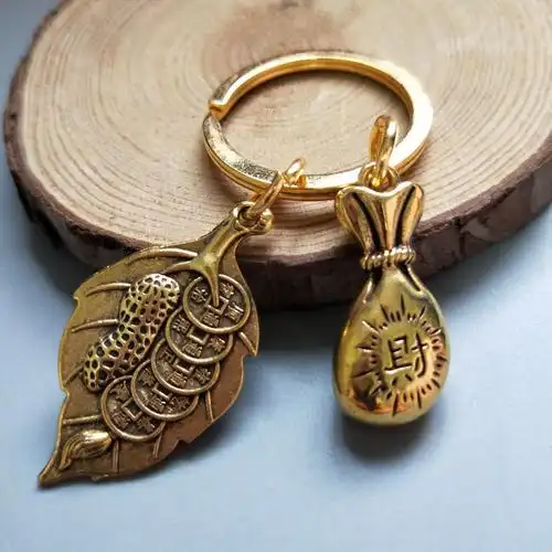 黄铜葫芦钥匙扣五帝钱挂件小礼品饰品地摊合金貔貅葫芦铃铛钥匙链