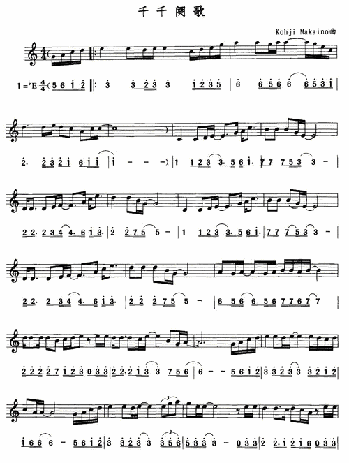 中国乐谱网——【萨克斯谱】千千阙歌(线,简谱混排版)