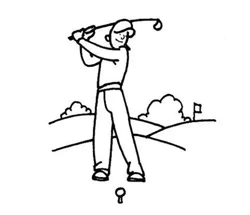 打高尔夫球的简笔画