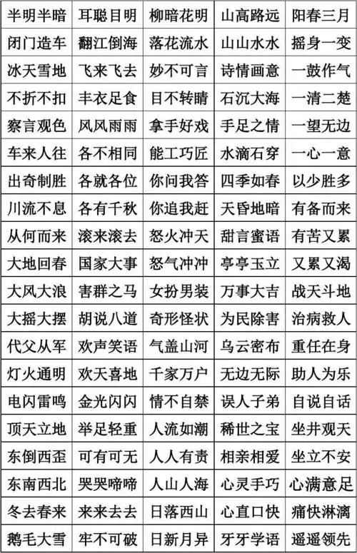 1-5年级成语整理