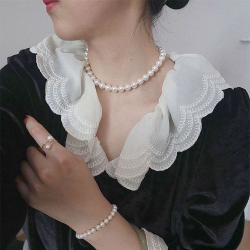 经典施家强光大珍珠项链女ins博主fever明星同款复古气质锁骨链饰