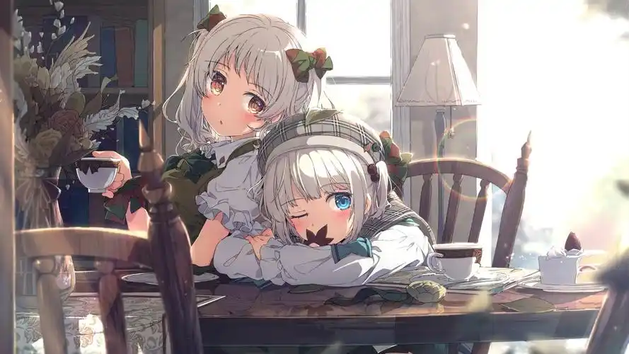 43m上传时间:2020-06-16壁纸封面图卡通人物 二次元 姐妹 下午茶 动漫