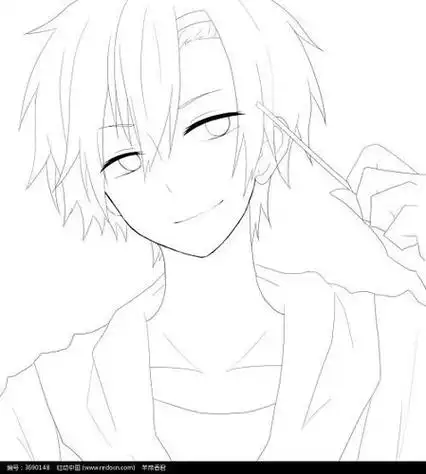 男生动漫人物简笔画铅笔稿