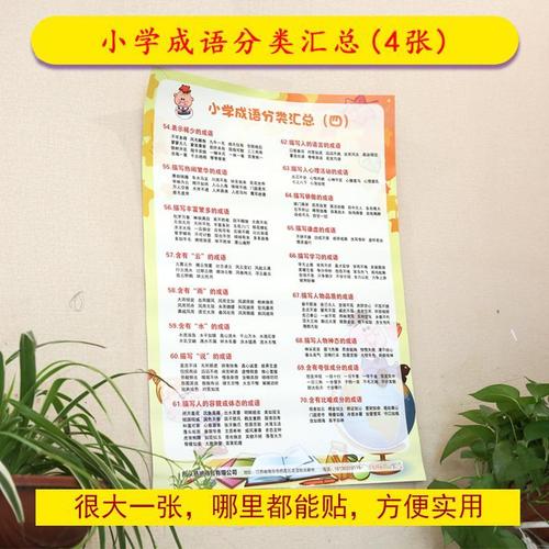小学生成语大全挂图四字成语接龙成语aabb重叠词挂图墙贴