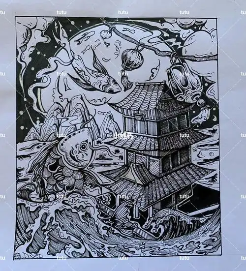 黑白装饰画|杭师大|优秀作品|传统古风