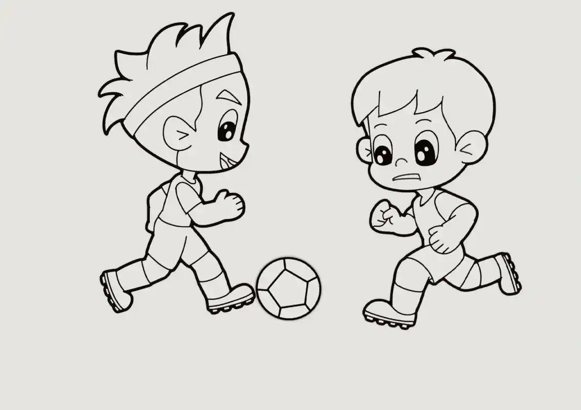 儿童主题画《踢足球》