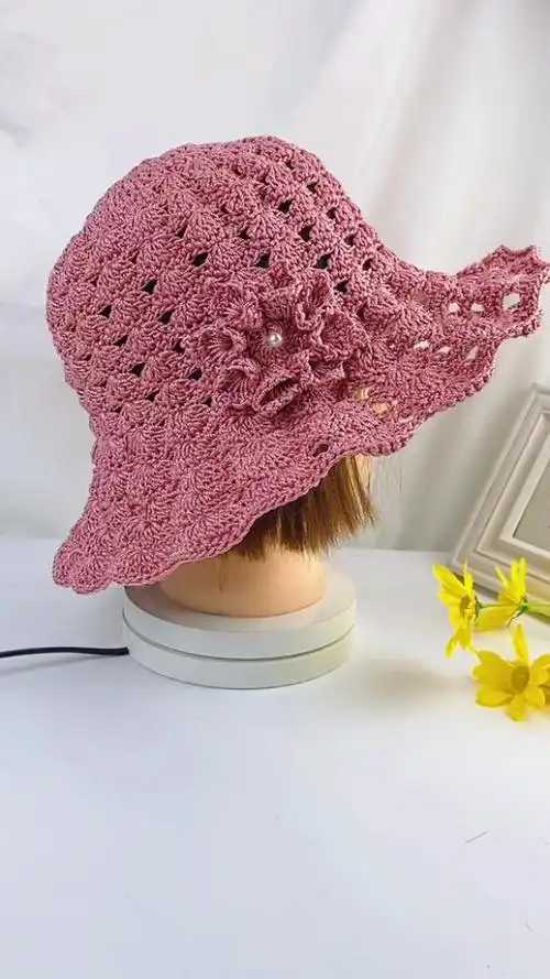 全民最牛手艺人#水草花夏凉帽教程来了,要学的,收藏起来慢慢钩.