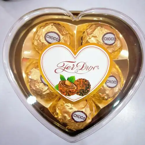 菲顿五粒装心形巧克力礼盒装创意圣诞节日礼物批发金色夹心巧克力
