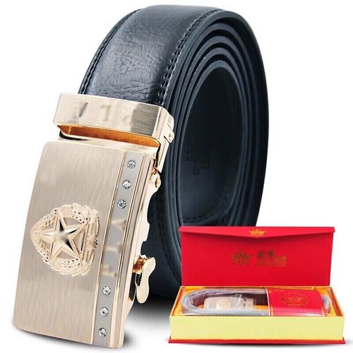 腰带五角星扣礼盒腰带纪念友情聚会腰带真皮裤带男盒装皮带将军豪华