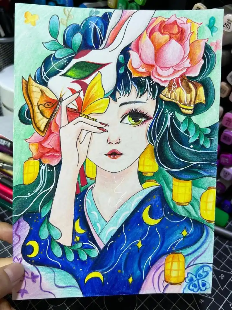 彩铅古风动漫人物教程.#彩铅 #跟着抖音学画画 #古风人物绘 - 抖音