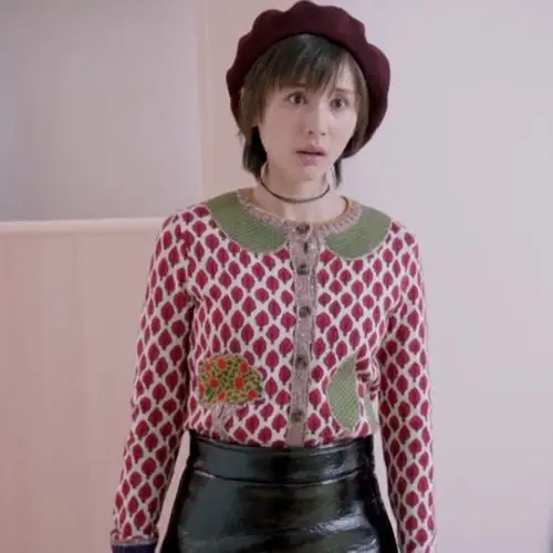 欢乐颂2 曲筱绡同款毛衣开衫 重工提花 树叶子毛衣外套