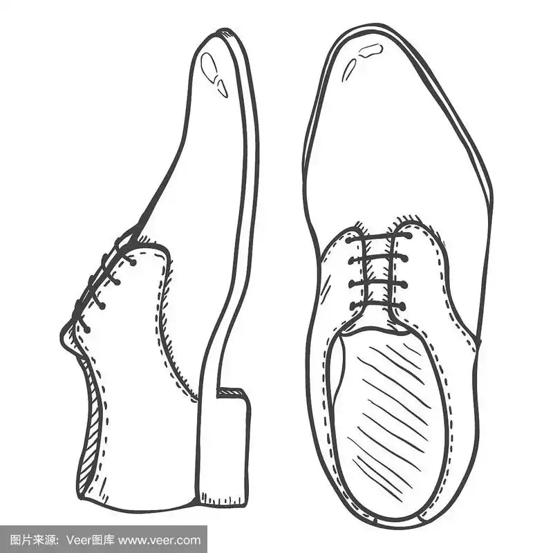 矢量素描插图-一双经典的男士鞋.