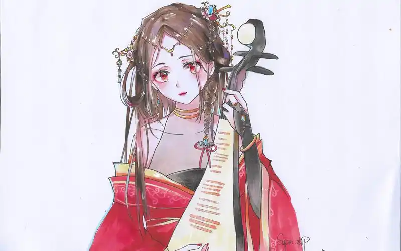 【国产马克笔临摹手绘】古风犹抱琵琶