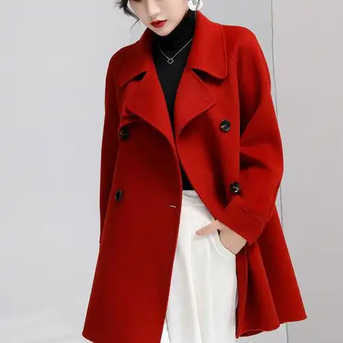 双面羊绒大衣女中长款气质通勤2021冬新款韩版时尚宽松羊毛呢外套