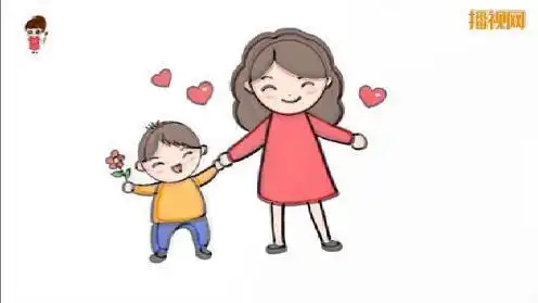 妈妈爱儿子彩色简笔画