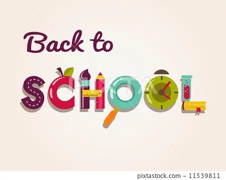 back to school - text with icons. vector concept background