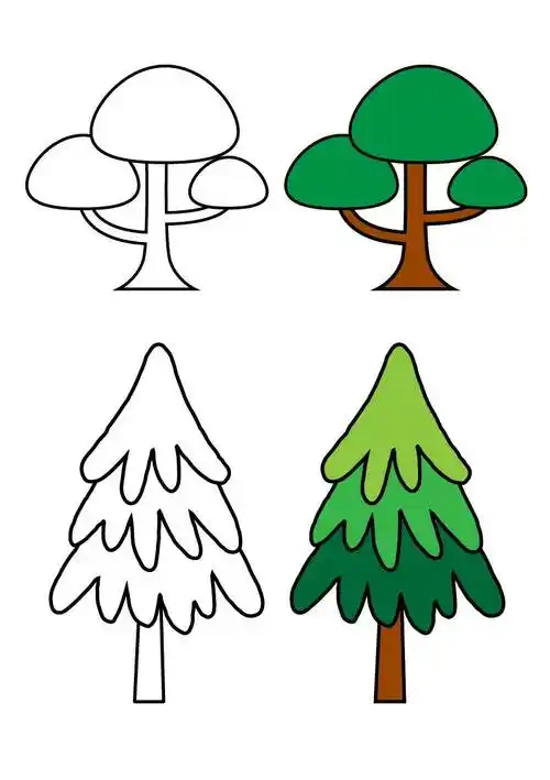 树木简笔画画法各种各样的树简笔画图片超级简单的大树简笔画树简笔画