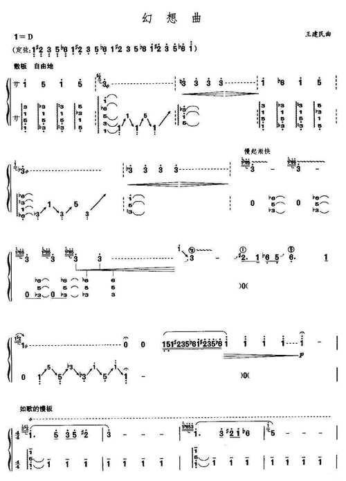 幻想曲古筝谱