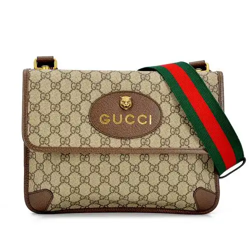 [9.9新][中检]未使用古驰gucci男士双面虎头邮差包单肩斜挎包