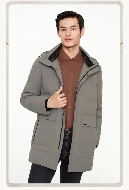 鸭绒九牧王男装羽绒外套男商场同款2021冬季新款男士连帽外套mjp5a