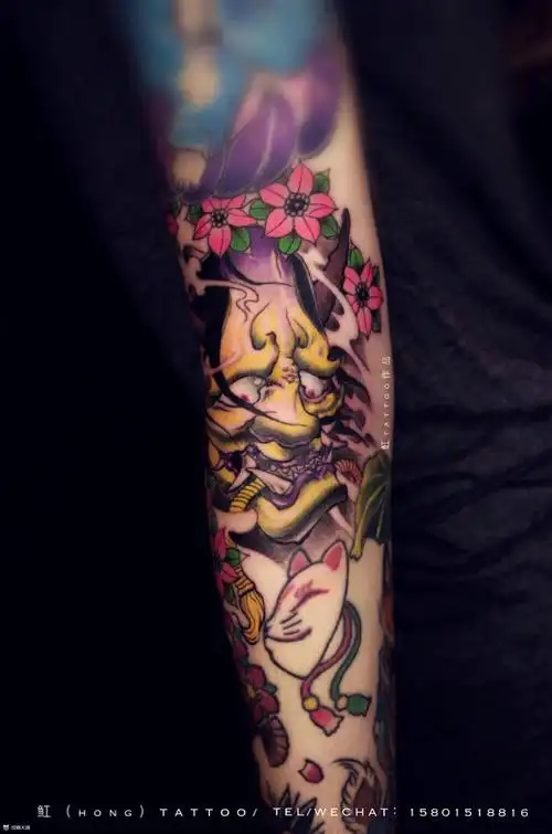 传统般若-花臂_手臂新传统纹身图案大全 - 纹身大咖