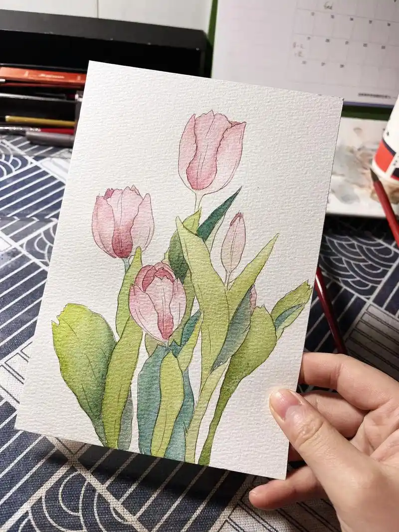 手绘装饰画|送你一速郁金香.鲜花盛开春天里,少女奔赴热爱中. - 抖音