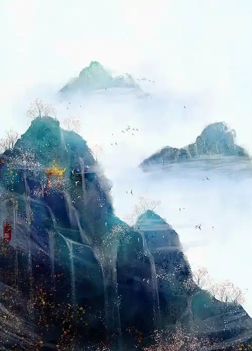 简约意境水彩古风背景