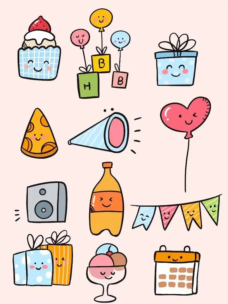 简笔画 生日派对 989898 959595