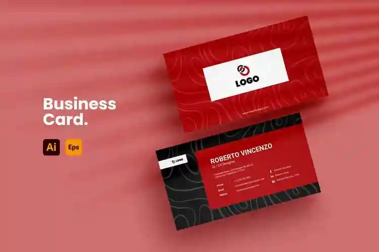 红黑地貌纹理名片设计模板businesscardtemplate