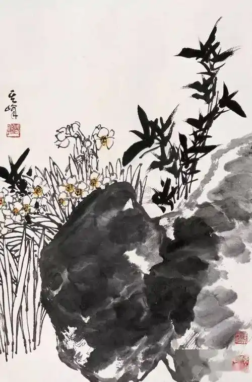 现当代名家孙其峰玉兰水仙作品欣赏