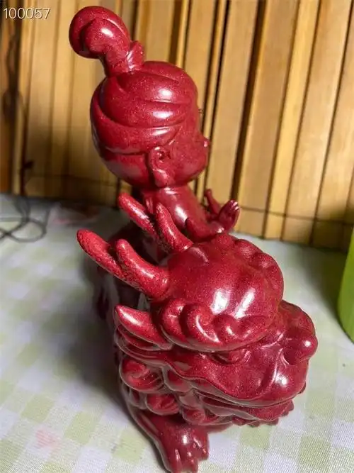 高含量朱砂居家镇辰砂摆件送子麒麟紫金矿石原矿摆件