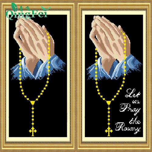 青飞5d祈福十字绣祈祷客厅有钻石画pray双手合十装饰画