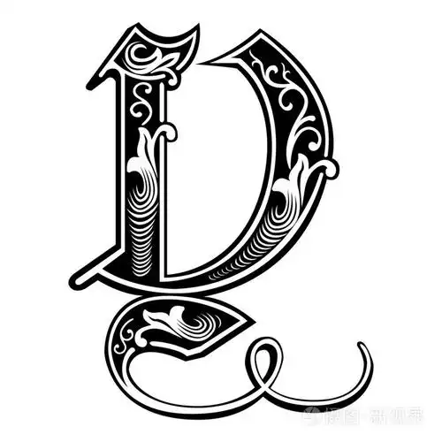美丽的装饰英文字母哥特式风格字母y