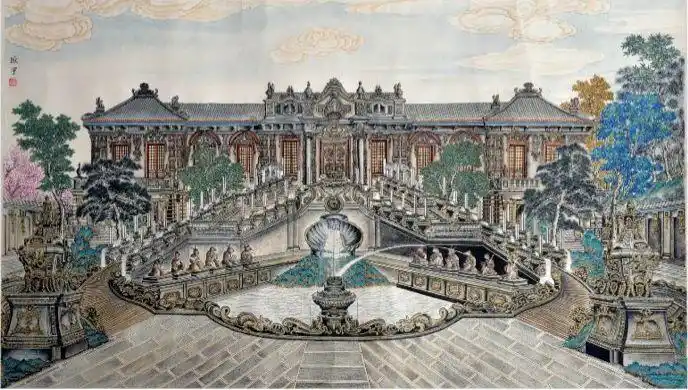 又建造了"大水法"等人工喷泉"大水法"遗址"大水法"复原图这是最早由